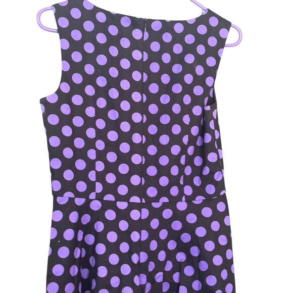 Gardenwed Anneta Sleeveless 1950s Retro Cocktail Party Dress M Polkadot Purple - Picture 9 of 10